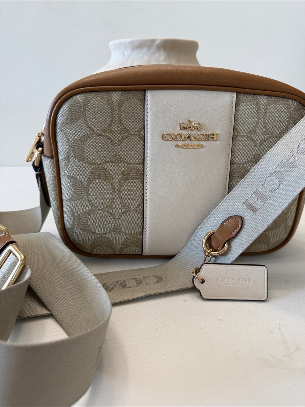 Coach Tan, Khaki & Cream Signature Canvas Crossbody